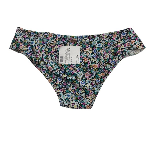 Raisins Sophia Ditzy Floral Print Ruffled Bikini Bottoms Black XS New Reticket - Picture 4 of 6